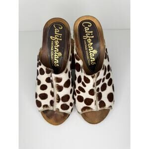 RARE Californians Leather Cork Cow Polka Dot Comfort Wedges Heels 6.5
